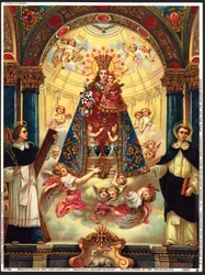 Fromma bild: "" Virgin Protecting the Unfortunes"" Kort från början av 1900-talet Privat samling