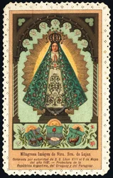 Fromma bild: "" representation av Nuetra Seniora (Vår Fru) av Lujan, beskyddare av Argentina, Paraguay och Uruguay"" Dentelee Card Private Collection