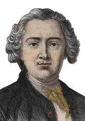 Porträttgravyr av Claude Adrien (Claus- Adrien) Helvetius (1715-1771) Engelsk filosof - gravyr