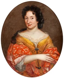 ""Porträtt av Anna Mons, tsar Peter I:s älskarinna"" (Porträtt av Anna Mons (1672-1714)) Anonym målning ca 1700 Olja på duk Dim 72x60 cm Privat samling
