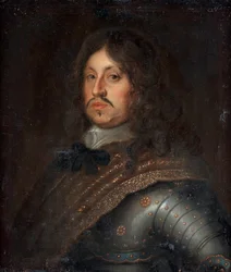 ""Porträtt av Karl X Gustave (1622 -1660), roi de Suede"" (Porträtt av Karl X Gustav av Sverige (1622-1660)) Peinture anonym fin 17eme siecle Olja på duk Dim 71,5x62,5 cm Privat samling