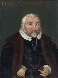 ""porträtt av Fredrik III av Pfalz Said Frederic III Den fromme kurfursten Pfalz av Rhen (1515-1576)"" Anonym målning 1500-talets privatsamling
