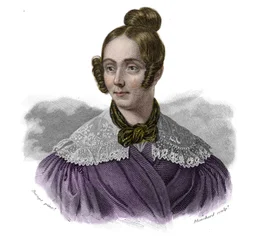 Porträtt av Mademoiselle Didion (Barbe Francoise Madeleine Didion) (Barbe-Francoise-Madeleine) (1798-1836) i "Porträtt och historia av nyttiga män: män och kvinnor från alla länder och förhållanden som har förvärvat rättigheter till erkännandet av de mänsk