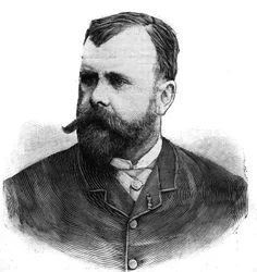 Porträtt av Albert Maignan (1845-1908), fransk målare. Gravyr i "" Le Peute Parisien""