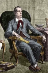 Porträtt av Alphonse de Lamartine (1790-1869) - Porträtt av Alphonse de Lamartine (1791-1869), fransk författare och politiker - Gravyr i "Histoire des Girondins" av Alphonse de Lamartine (1790-1869) 18665-1865 - Privat samling