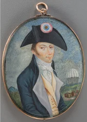 Porträtt av Andre Jacques Garnerin (1769-1823), Anonym . Akvarell, Gouache på horn, sent 1700-tal. Privat samling