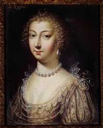 Porträtt av Anne Österrike (1601-1666), drottning av Frankrike Anonym målning. 1600-talets privatsamling
