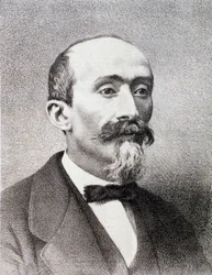 Porträtt av Antonio Cagnoni (1828-1896) italiensk kompositör Milanes privatsamling