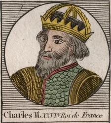Porträtt av Karl II den skallige (823-877), kung av Frankrike - Karl II (823-877) den skallige - gravyr från "Instruction sur l