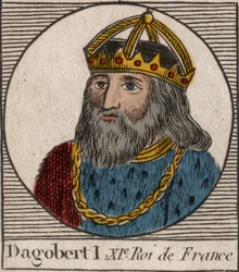 Porträtt av Dagobert, frankernas kung från 628 till 638 - Dagobert (605-39) Frankernas kung - gravyr från "Instruction sur l