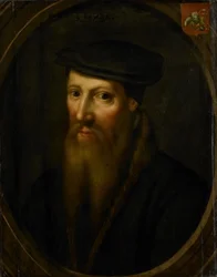 Porträtt av David Jorisz, ca 1550-1649 (olja på pannå)