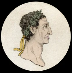 Porträtt av kejsar Nerva (Marcus Cocceius Nerva) (26-98 e.Kr.). Gravyr av 1800-talet. Milanese