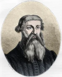 Porträtt av Etienne Dolet, fransk forskare, översättare och tryckare - porträtt av Etienne Dolet (1509 -1546), fransk författare, poet, tryckare, humanist - Gravyr från 1863 i "Le Livre Rouge - Histoire De L