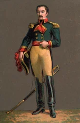 Porträtt av FRANCISCO SOLANO LOPEZ (1827-1870) paraguayansk diktator. Kromolitografi Privat samling