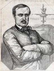 Porträtt av Francois-Desire Froment-Meurice (Francois Desire Froment Meurice) (1802-1855) Fransk guldfisk. Gravyr från 1855. Privat samling.