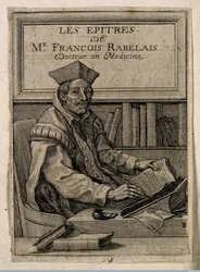 Porträtt av Francois Rabelais (1494-1553), Anonym. Koppargravyr