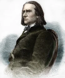Porträtt av Franz Liszt, ungersk pianist och kompositör (1811 - 1886).