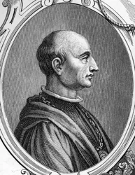 Porträtt av Gentile Bellini (1429-1507), italiensk målare. gravyr av 1859 i "" gallerierna i Europa - Italien "" av armengaud. Privat samling.