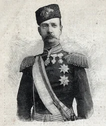 Porträtt av George I, kung av Grekland (1845-1913). Gravyr i "" Le Peute Parisien""