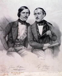 Porträtt av Giovanni Bottesini (till vänster) och Luigi Arditi (gravyr