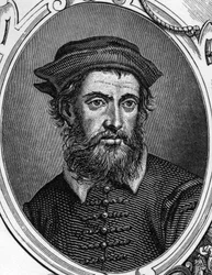 Porträtt av Gregorio di Tomaso Chiulinovich Lo Schiavone (1436-1504) italiensk målare. Gravyr av 1859 i "" gallerierna i Europa - Italien "" av armengaud. Privat samling.