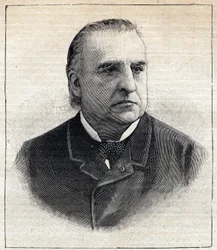 Porträtt av Jean Martin Charcot (1825-1893), läkare och neurolog. Gravyr i "" Le Petit Parisien"" den 27/08/1893.