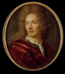 Porträtt av Jean de La Bruyere (1645-1696) moralist francais Målning på anonym koppar. 1600-talet.
