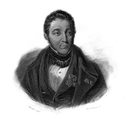 Porträtt av Louis-Francois-Xavier Crespel, dit Crespel-Delisse (Louis Francois Xavier Crespel Delisse) industriell francais i "Porträtt och historia av användbara män: män och kvinnor i alla länder och alla förhållanden, som förvärvat rättigheter till erkä