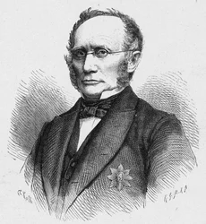 Porträtt av Ludwig Windthorst (1812-1891), tysk katolsk politiker. Gravyr i "The Catholic Missions in the XIXth Century"" av Louis-Eugene (Louis Eugene) Louvet. privat samling.