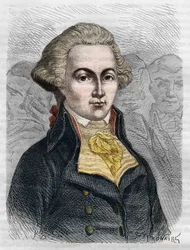 Porträtt av Marguerite Elie Guadet, fransk politiker (1758-1794). Gravyr från 1866 i "Histoire de la Revolution francaise"" av Adolphe Thiers. Privat samling.