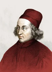 Porträtt av Marsilio Ficino, dit en francais Marsile Ficin (1433 - 1499), gravyr från 1700-talet.