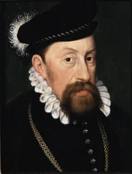Porträtt av Maximilien II, kejsare av det heliga germanska riket (olja på duk)