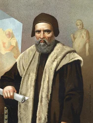 Porträtt av Michelangelo Buonarroti dit Michel Ange (Michelangelo eller Michelangelo