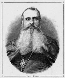 Porträtt av Monsignor Louis-Antoine-Augustin (Louis Antoine Augustin) Pavy (1805-1866), biskop av Alger. Gravyr i "The Catholic Missions in the XIXth Century"" av Louis-Eugene (Louis Eugene) Louvet. privat samling.