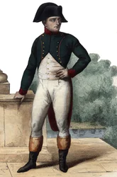 Porträtt av Napoleon Bonaparte (1768-1821) som förste konsul. illustration från ""The French Plutarch"" av Edmond Mennechet