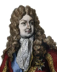 Porträtt av Philippe II, hertig av Orleans (1674-1723), medlem av kungafamiljen i Frankrike och kungarikets regent från 1715 till 1723. illustration från "Le Plutarque Français" av Edmond Mennechet