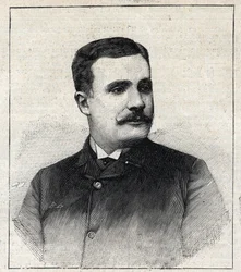 Porträtt av Pierre Decourcelle, fransk författare (1856-1926). Gravyr i "" Le Petro Parisien""