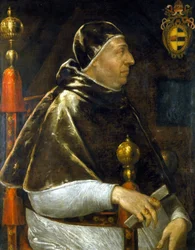 Porträtt av påve Alexander VI (Rodrigo Borgia 1431-1503). Anonym målning. Milano.