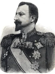 Porträtt av prins Ferdinand I (1861-1948) av Bulgarien. Gravyr i "" Le Peute Parisien""