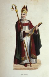 Porträtt av Saint Augustine (354 - 430) gravyr från 1800-talet
