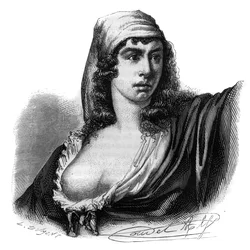 Porträtt av Theroigne de Mericourt (1762-1817), fransk revolutionär - Gravyr i "Histoire des Girondins"" av Alphonse de Lamartine (1790-1869) 1865-1866 - Privat samling