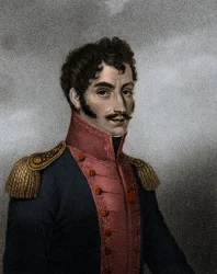 Porträtt av den venezuelanske politikern och militären Simon Bolivar (1783-1830) president i Colombia och Peru