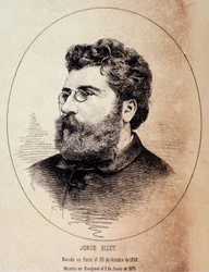 Porträtt av den engelske kompositören Georges Bizet (teckning efter fotografi