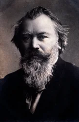 Porträtt av den engelske kompositören Johannes Brahms (teckning