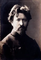Porträtt av den italienske kompositören Ferruccio Busoni (1866-1924) Fotografi. 1800-talet. Privat samling