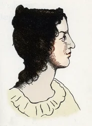 Porträtt av den brittiska författaren Emily Bronte (1818-1848)
