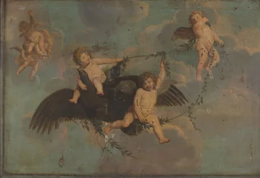 Putti med en örn på moln, ca 1650 (olja på duk)