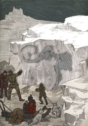 Sök efter mammut fossilt elfenben i Sibirien på 1800-talet. Gravyr från 1885 i "" Les arts et metiers illustres"" av Adolphe BITARD.