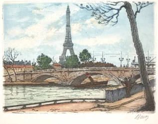 Seine och Eiffeltornet (etsning)