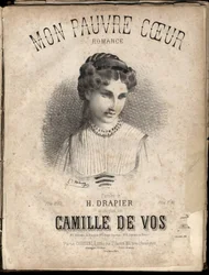 Noter till "" My poor heart "" texter av H. Drapier musik av Camille de Vos. Privat samling.
